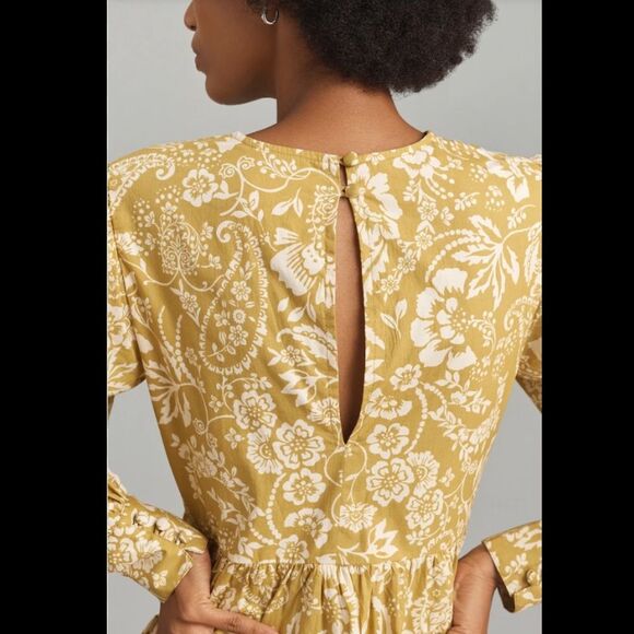 Anthropologie Maeve Long-Sleeve V-Neck Ruffle Mini Dress - Picture 3 of 3